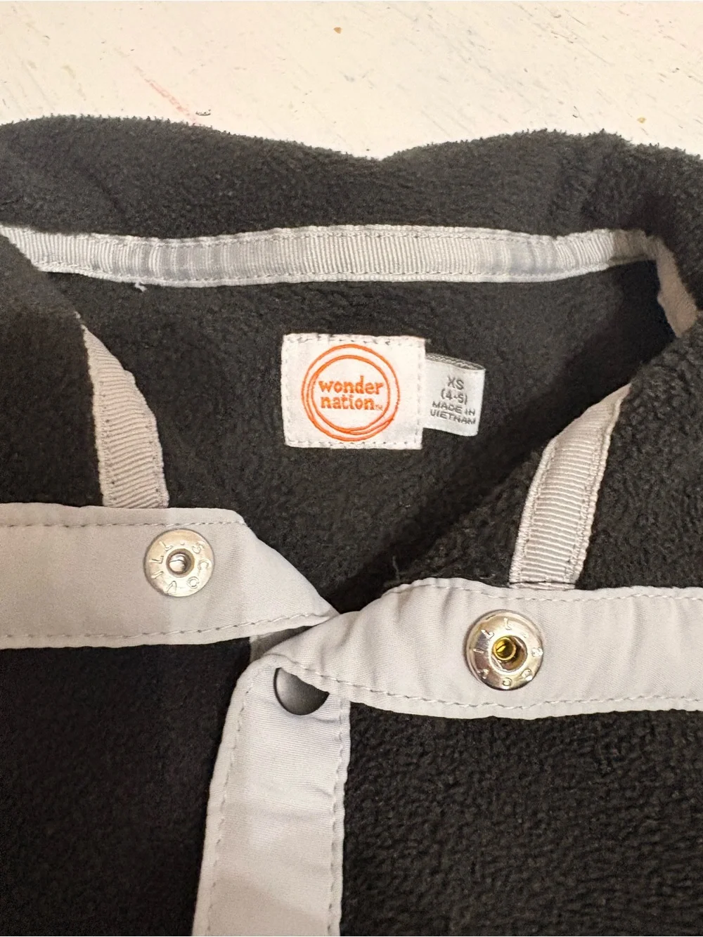 wonder nation Black Fleece Snap Pullover with Gray Trim